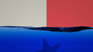Texas flag image rotated 90 degrees with water replacing the blue portion.